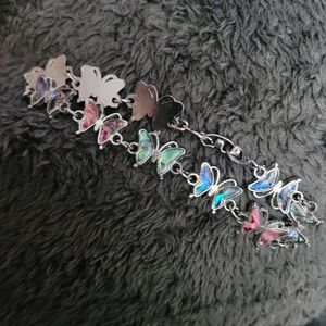 Silver Tennis Multi-colored Butterfly Bracelet
